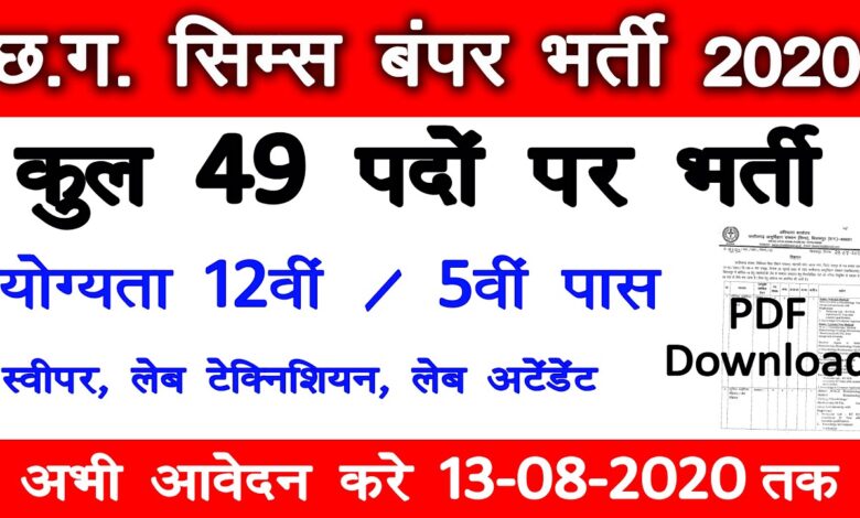 CIMS Bilaspur Recruitment 2020